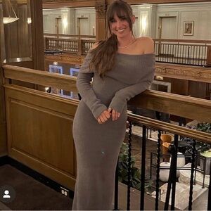 SKIMS clay knit grey maxi dress